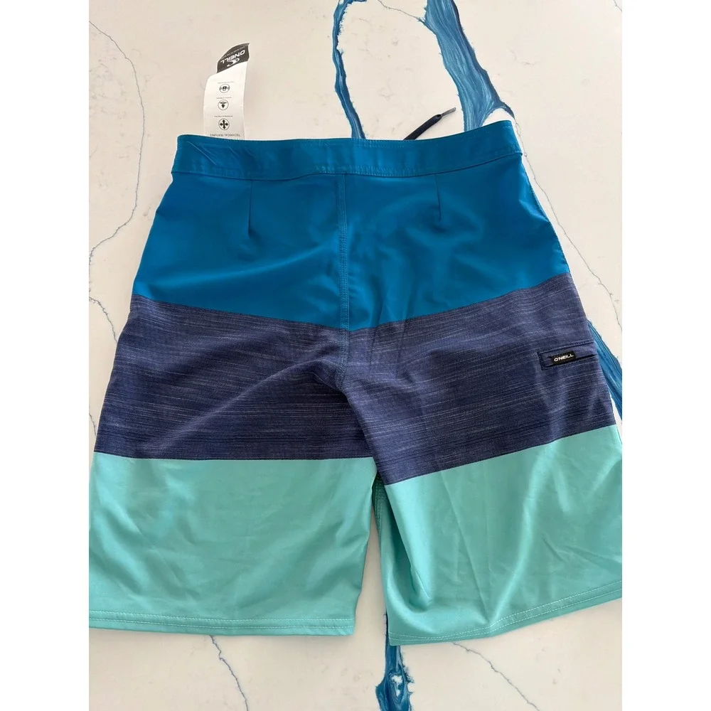 ONeill Hyperfreak Boys Board Shorts Blue Teal Tri-Block Size 29 New